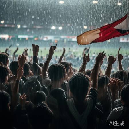 暴雨足球赛,观众热情如常